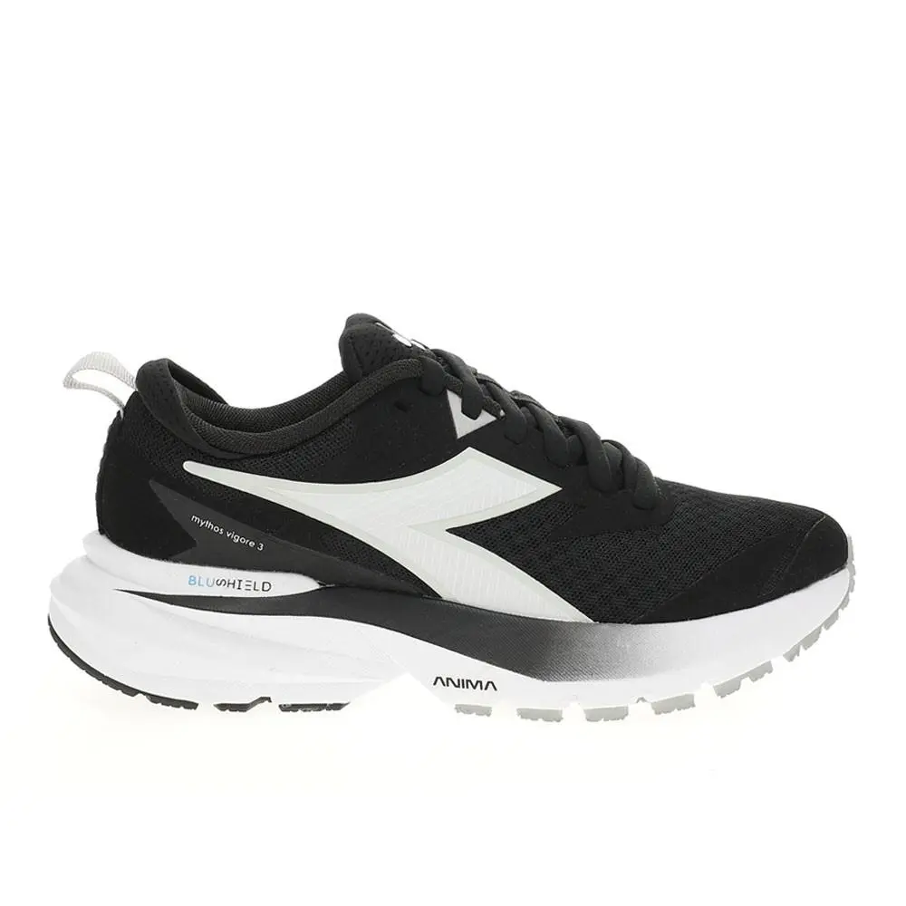 Diadora Mythos Blushield Vigore 3 Wide Running Womens Black White Sneakers Ath