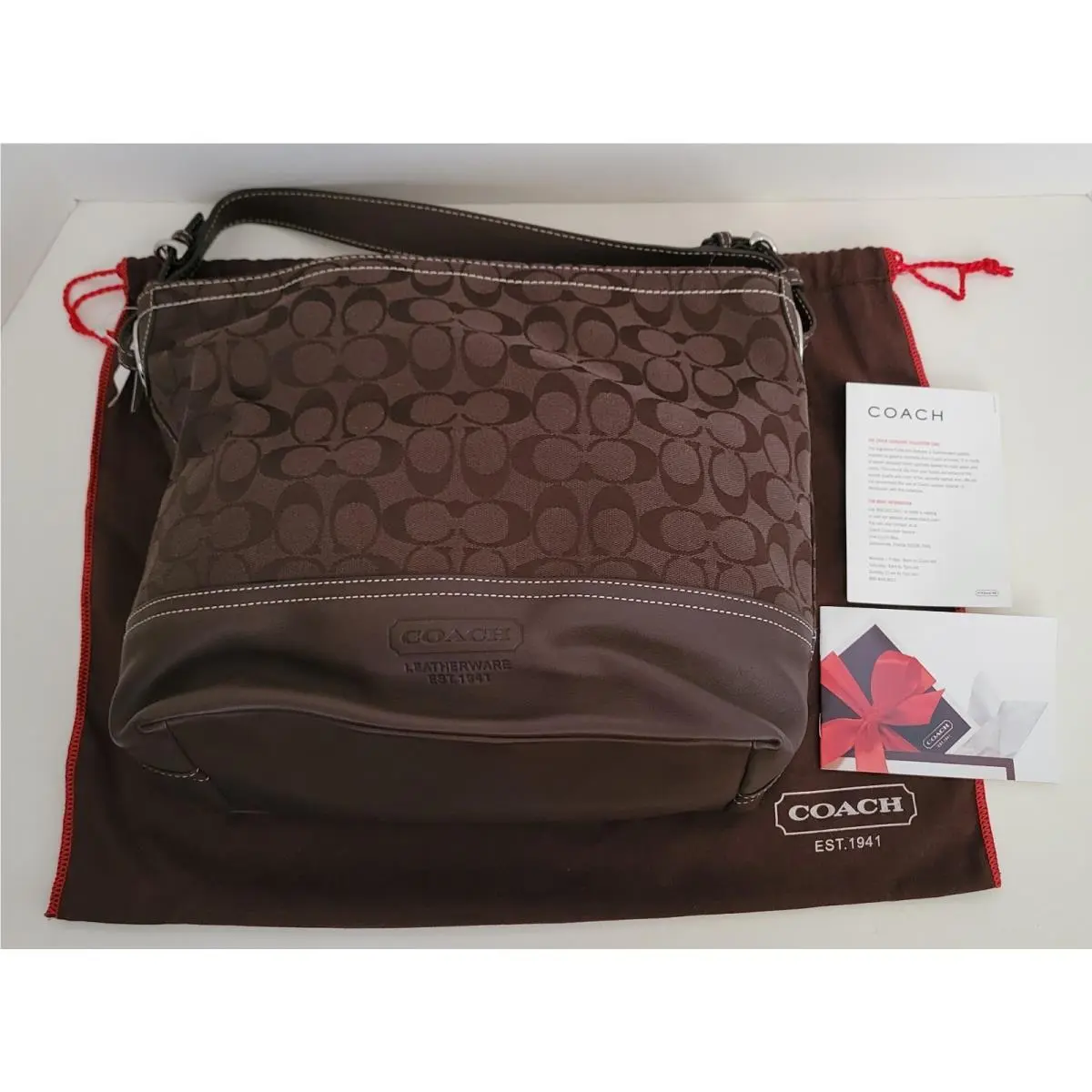 Coach Signature Tote Purse G06I-2156 Dark Chocolate Brown W/ Tags Dust Bag