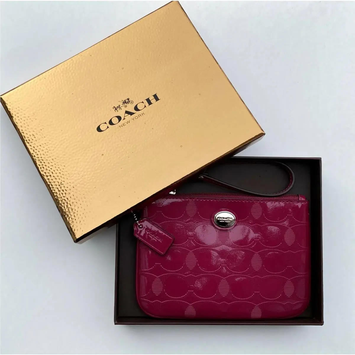 Coach F52282 Embossed C Patent Small Wristlet Gift Box Set
