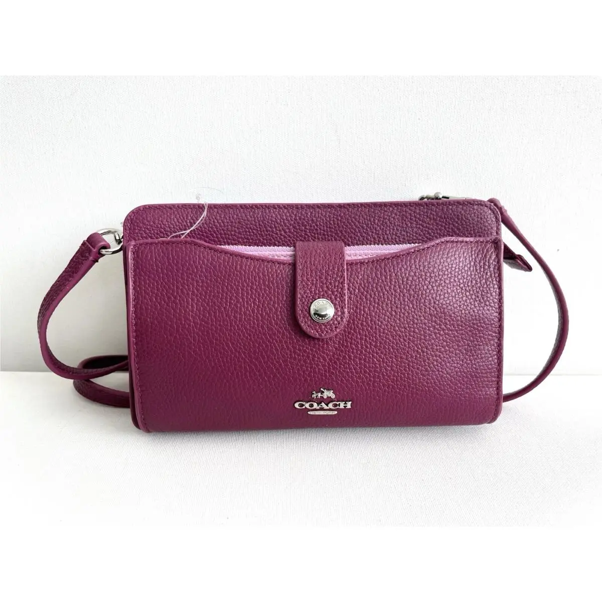 Coach Pebble Leather Messenger Pop-up Pouch Shoulder Bag Purse 64798