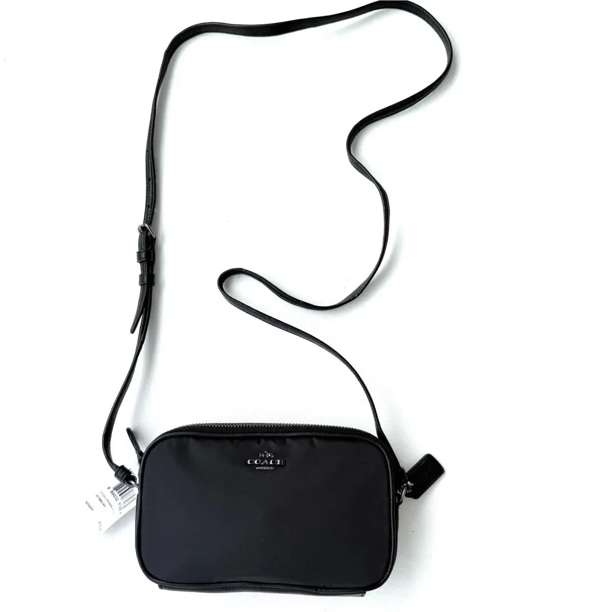 Coach Double-zip Pouch Crossbody Bag Nylon Leather Trim F87093 Black
