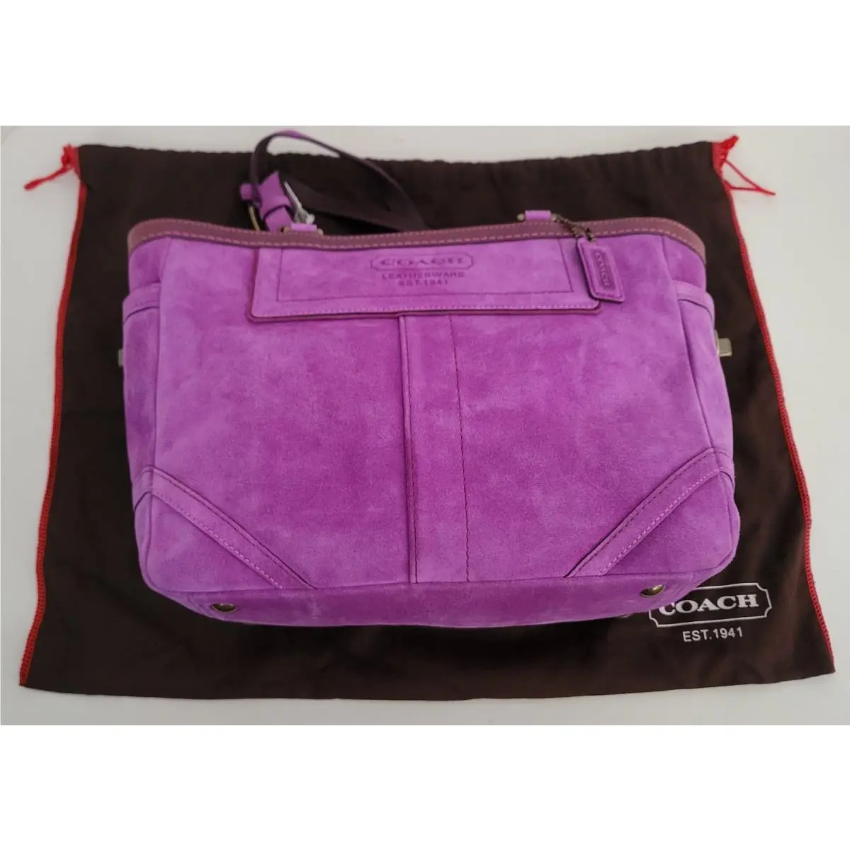 Coach Signature Purse G05Q-8B03 Purple Suede Gallery Tote Bag w/ Tags