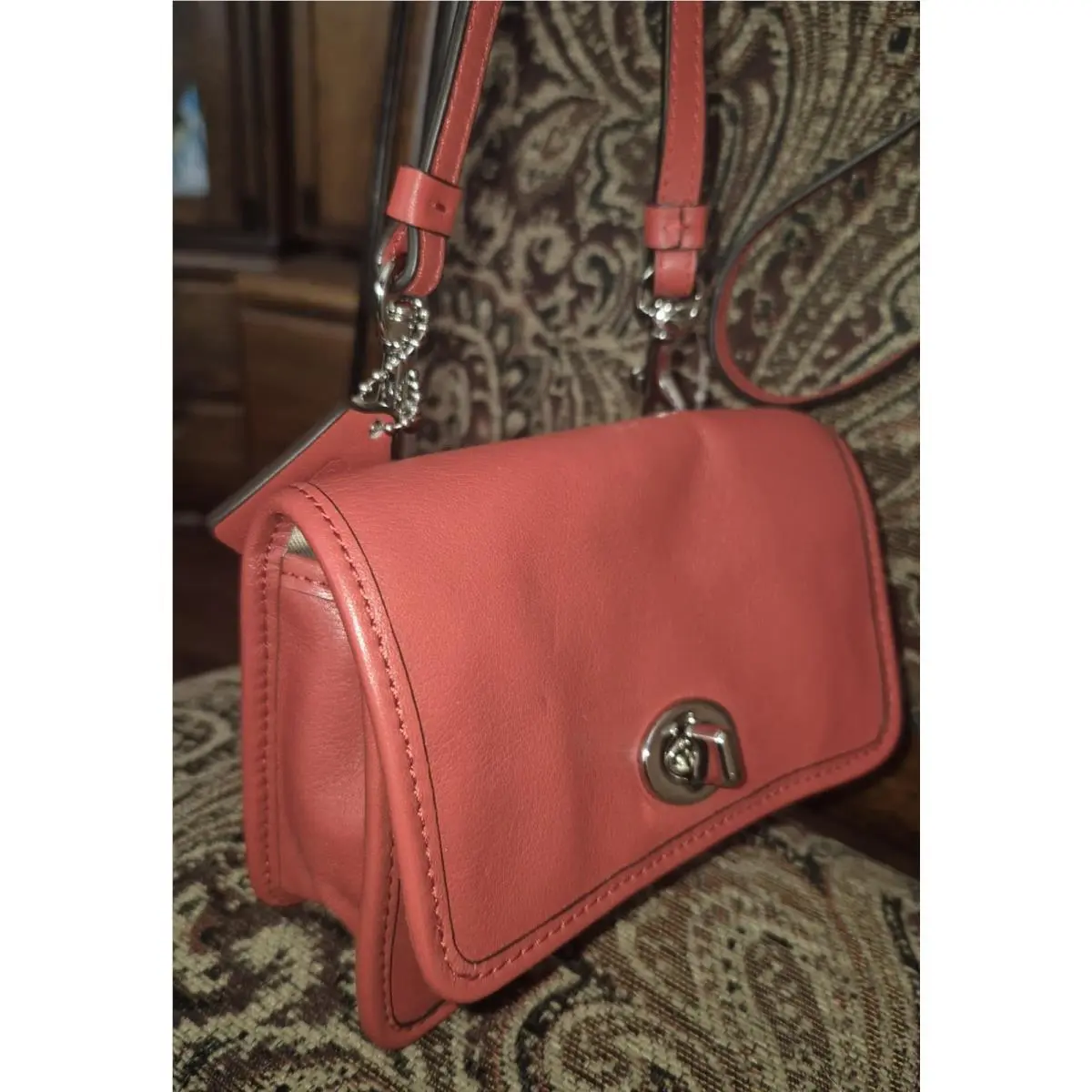 Perfect Little Coach Legacy Turnlock Mini Crossbody Bag IN Carnelian Red
