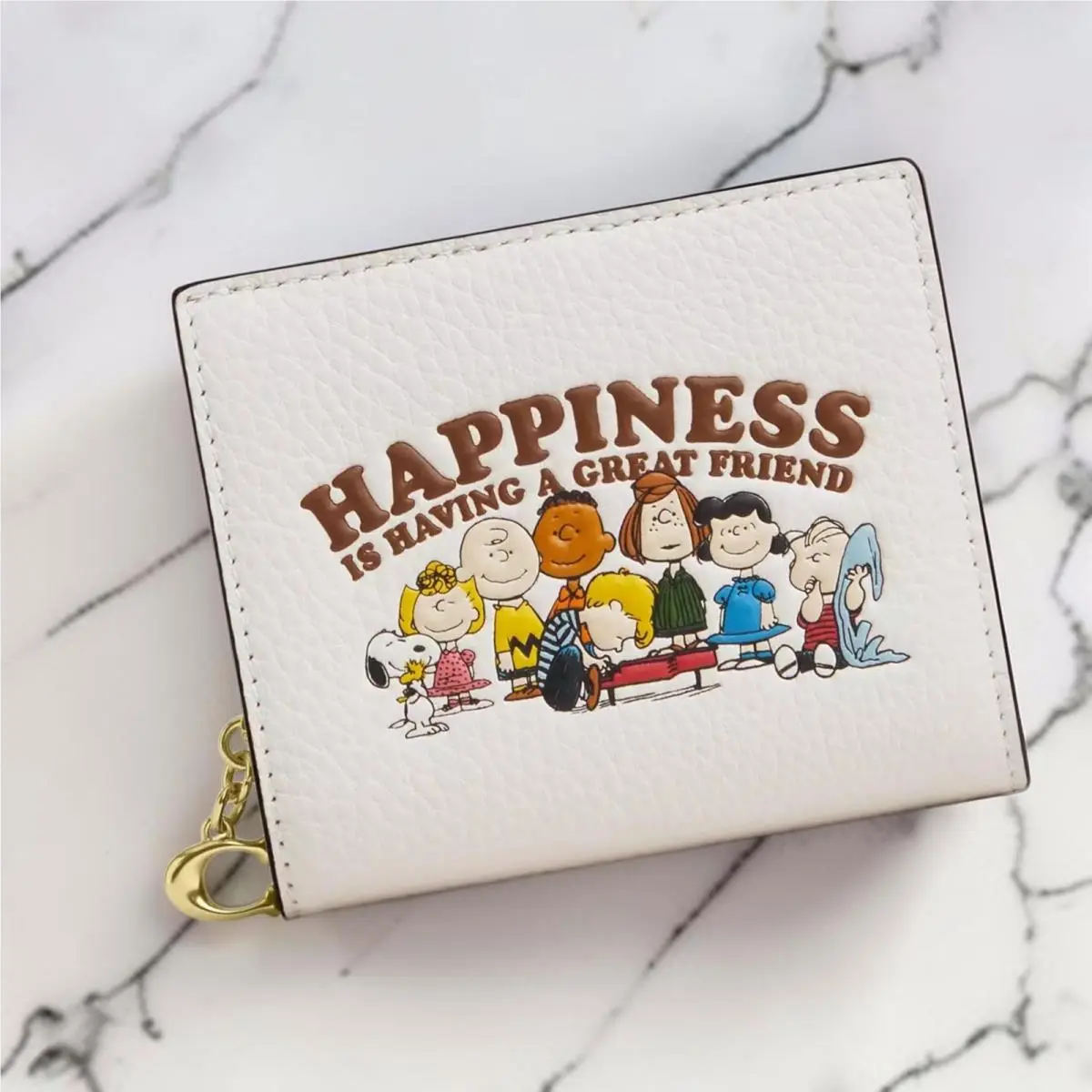 Coach X Peanuts Leather Snap Wallet in Chalk White CBN36