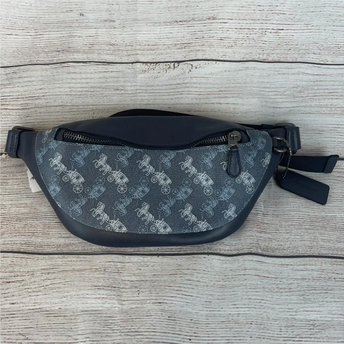 Coach C4138 Warren Mini Belt Bag with Horse Carriage Dot Pale Jewel Blue