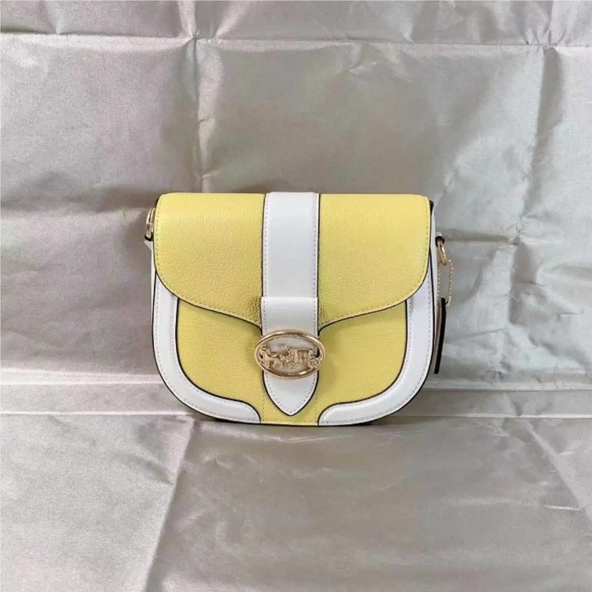 Coach C8296 Georgie Saddle Bag IN Colorblock Gold/retro Yellow/chalk