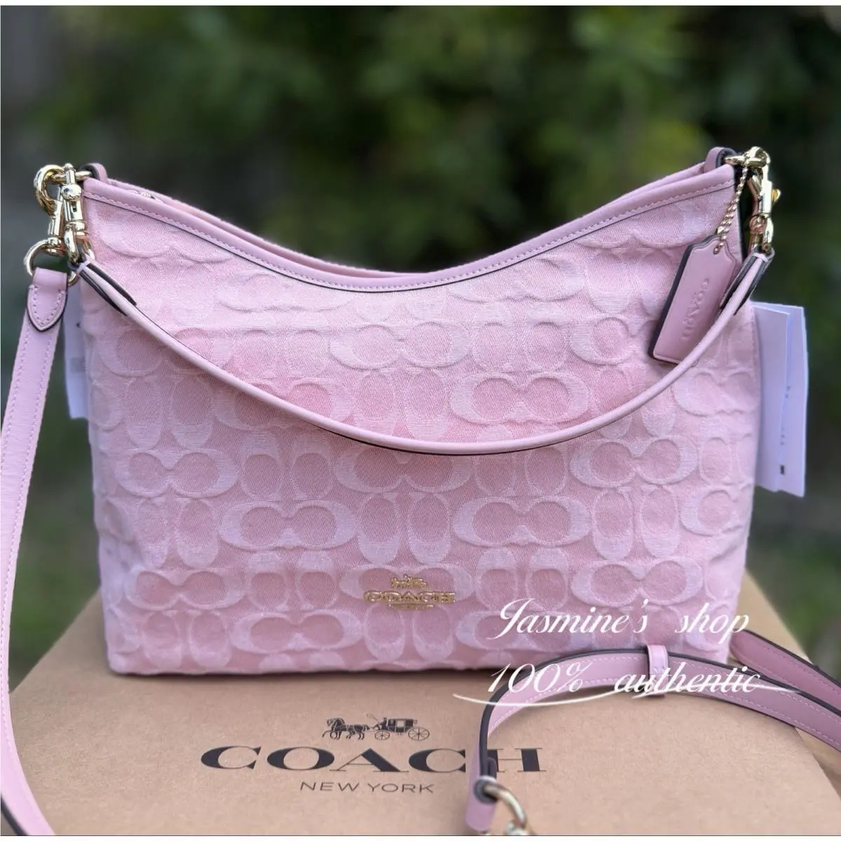 Coach Laurel Shoulder Bag Pink Denim CER66 Gold/light Pink