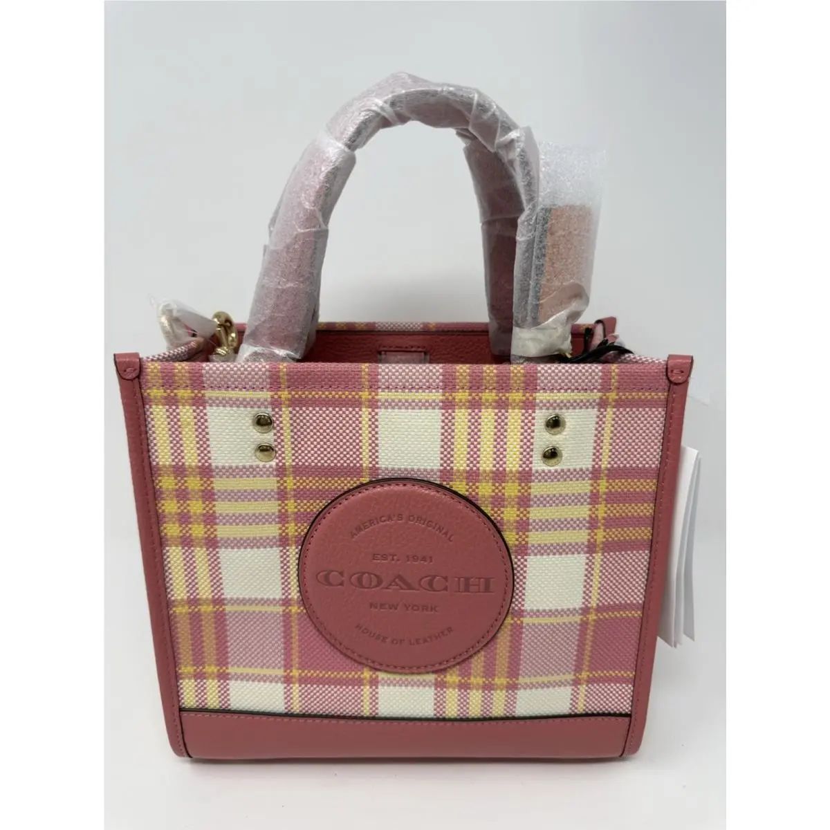 Coach Dempsey Tote 22 in Garden Plaid Print C8198