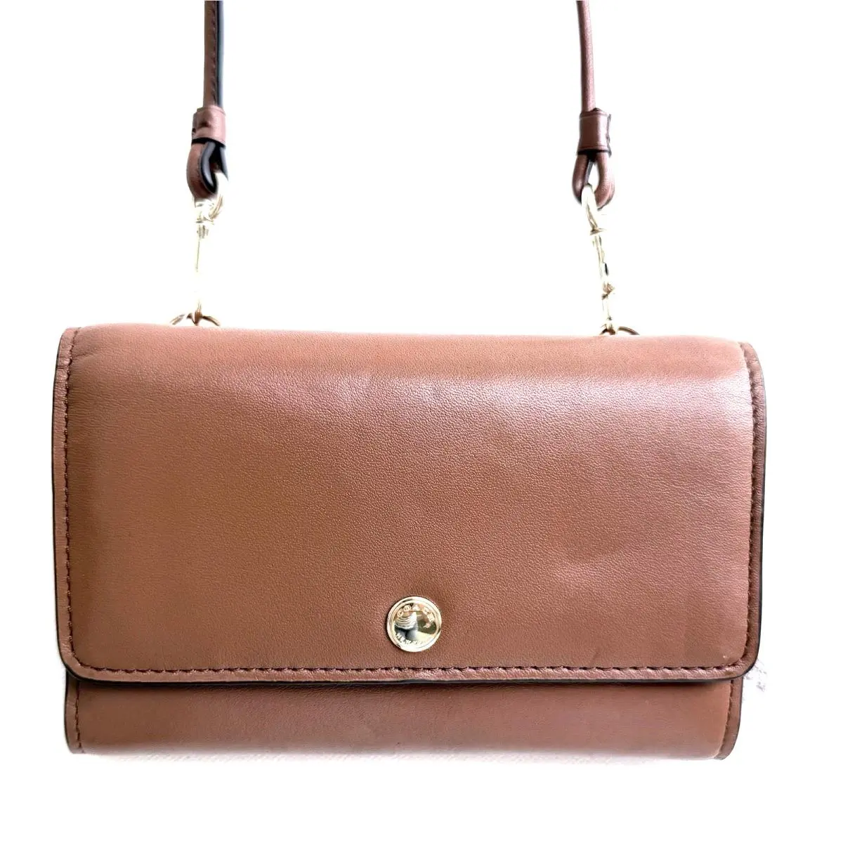 Coach Smooth Leather Pouch Crossbody Bag Wallet Purse 63154 Saddle Brown