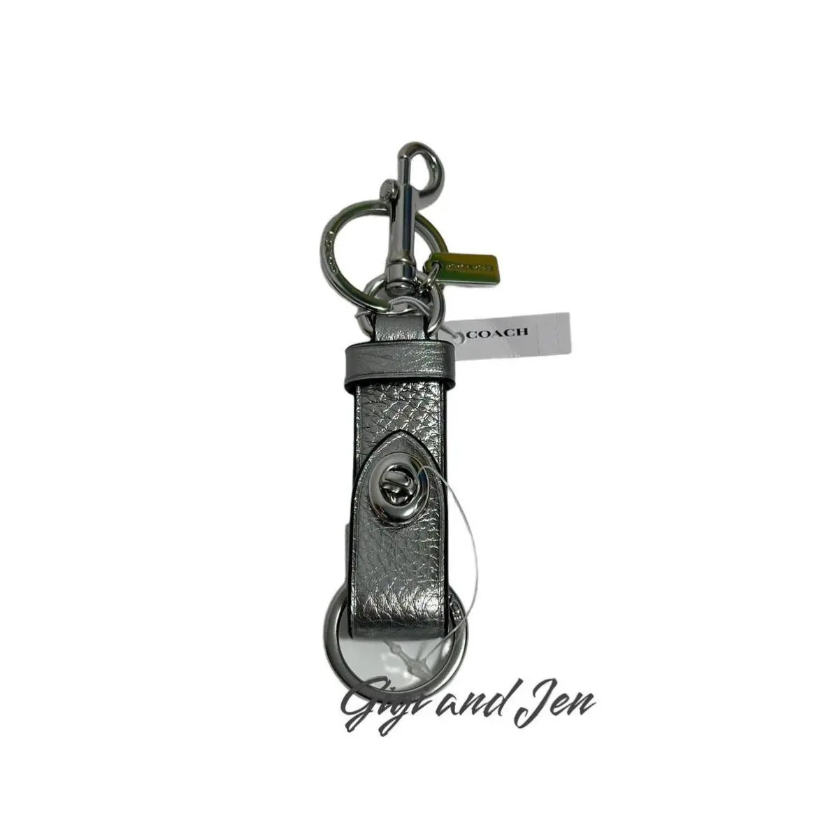 Trigger Snap Bag Charm Key Chain Silver Metallic Ash by Coach