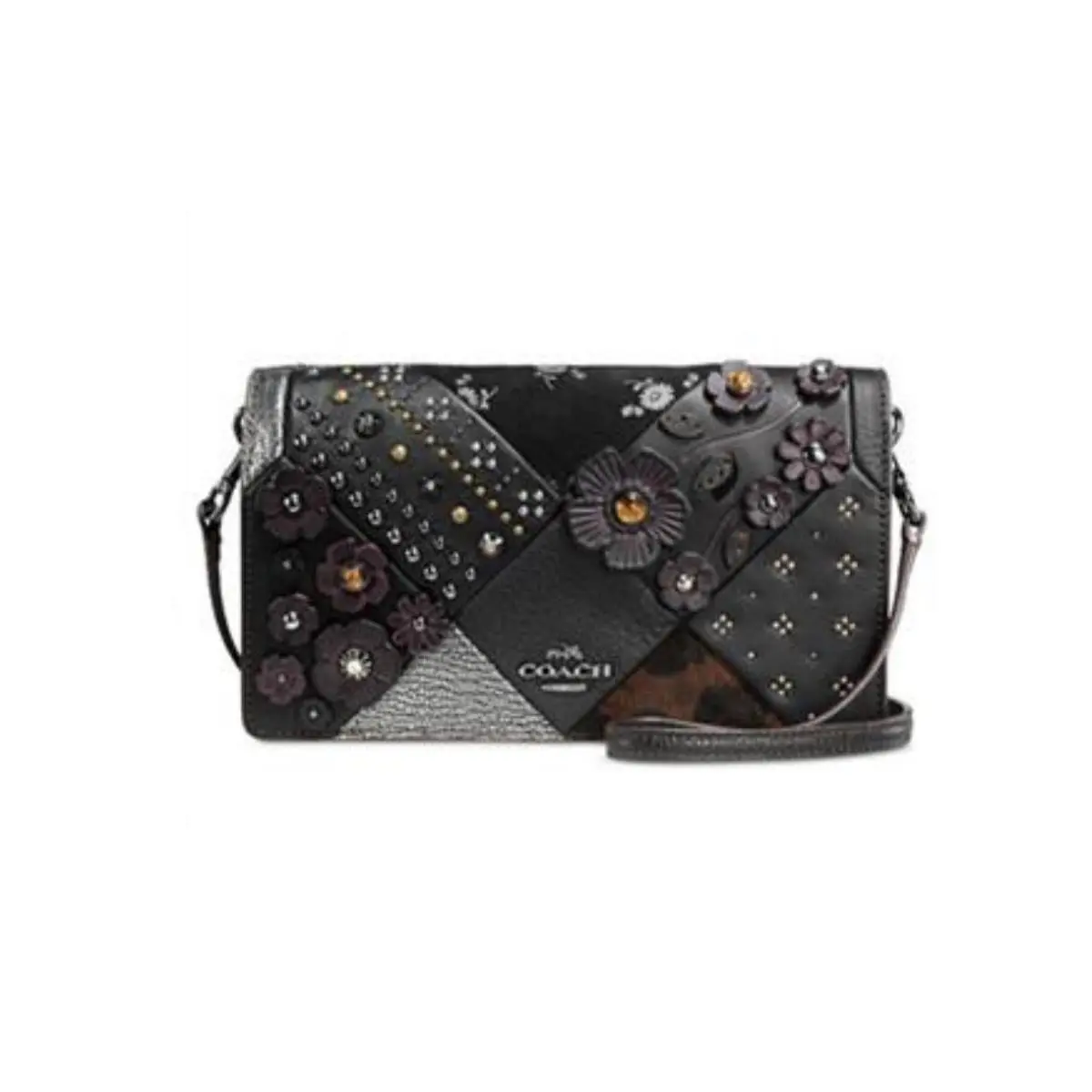 Coach Embellished Canyon Quilt Foldover Crossbody Glovetanned Leather