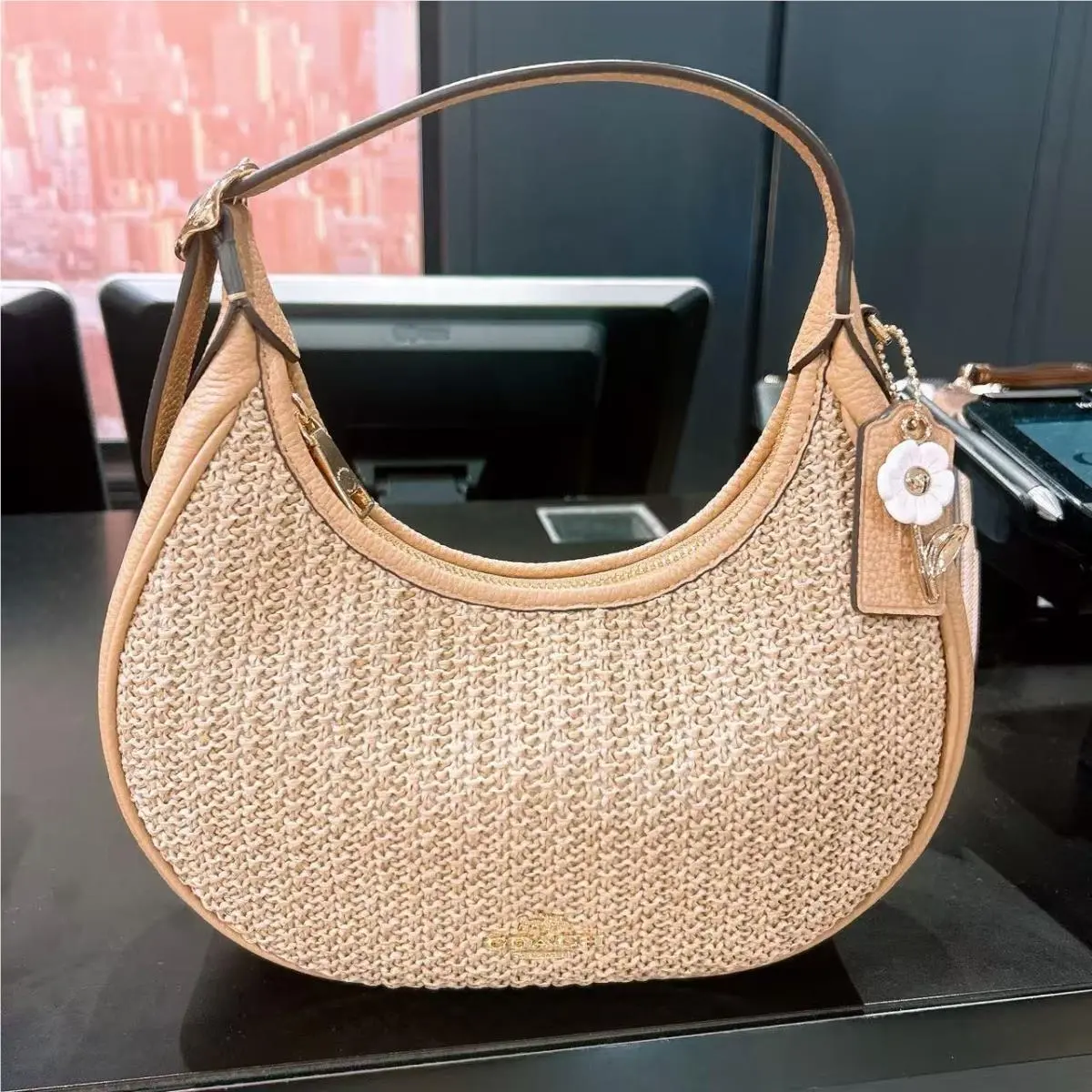 Coach Emily Shoulder Bag CDX20 Straw/gold/toast