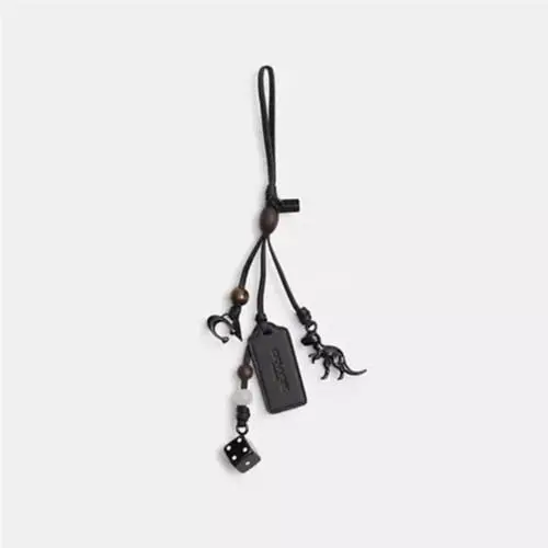 Heritage Black Leather Bag Charm Rexy Dice C Charm CCY37 by Coach