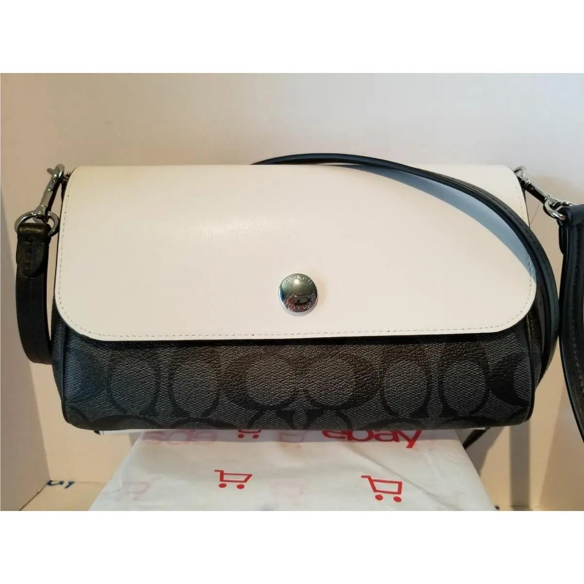 F59534 Signature Coated Canvas Reversible Crossbody - Sv/black Smoke/black by Coach
