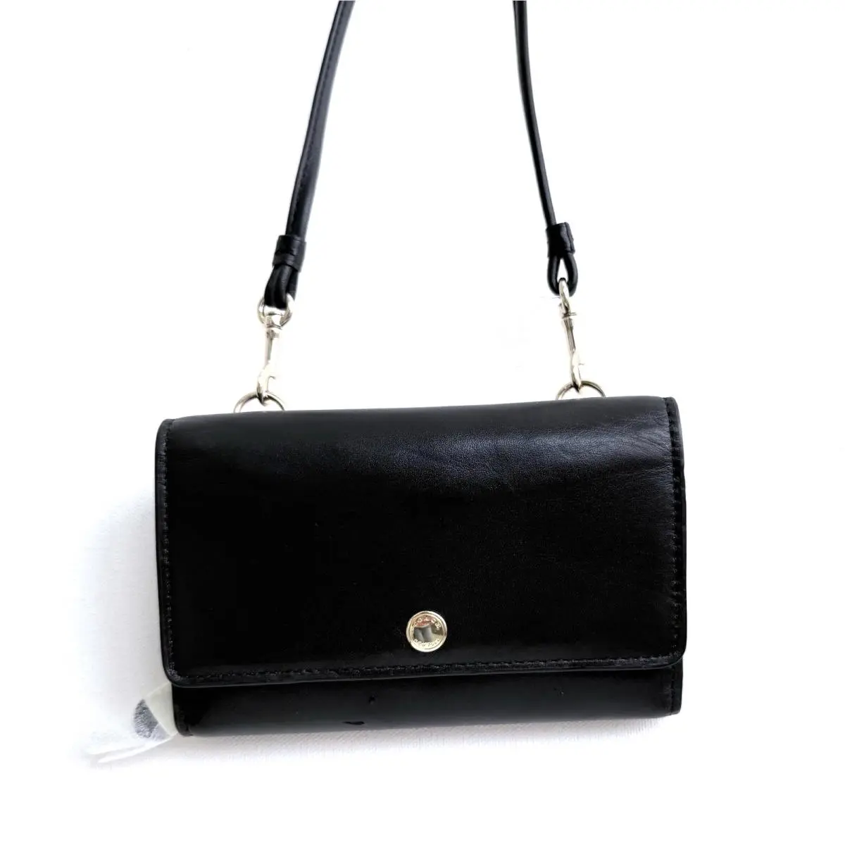 Coach Smooth Leather Pouch Crossbody Bag Wallet Purse 63154 Black Chic
