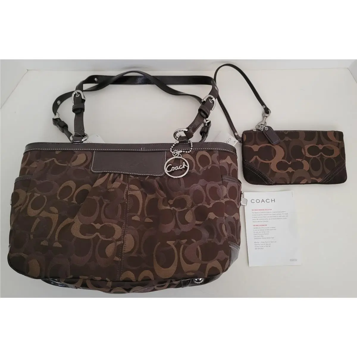 Coach Signature Purse E0982-F13762 Dark Chocolate Brown PL EW Gallery Tote