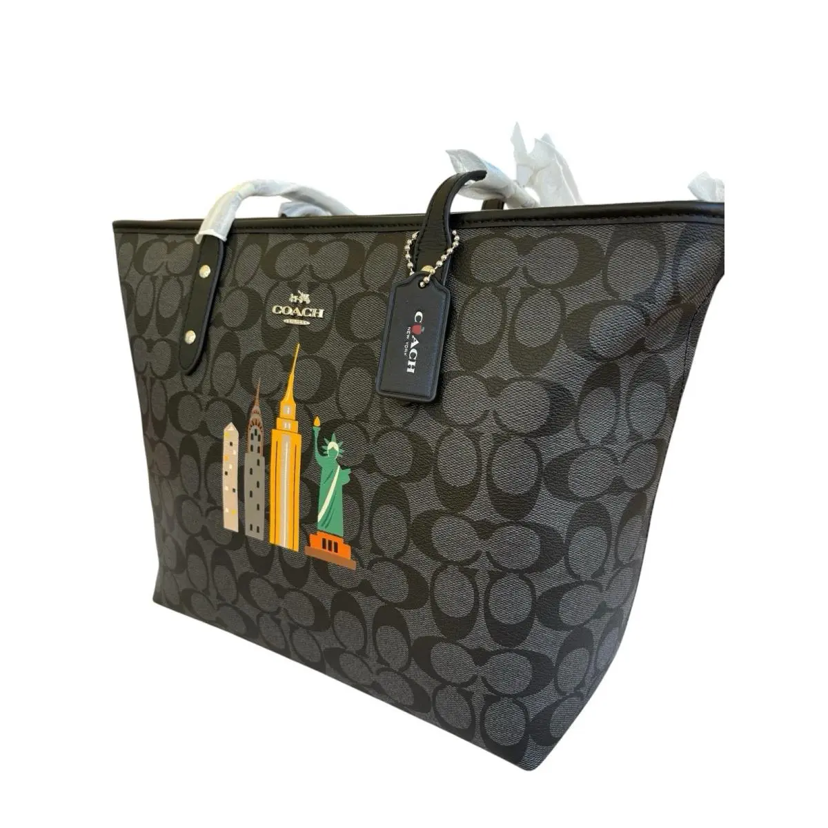 Coa Coach York Skyline Monogram Zip Top Signature Tote Bag