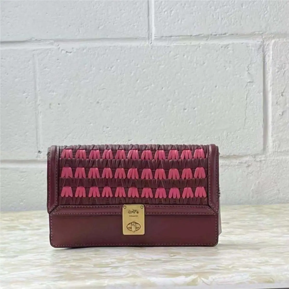 Coach 3652 Hutton Clutch with Weaving Confetti Pink Multi