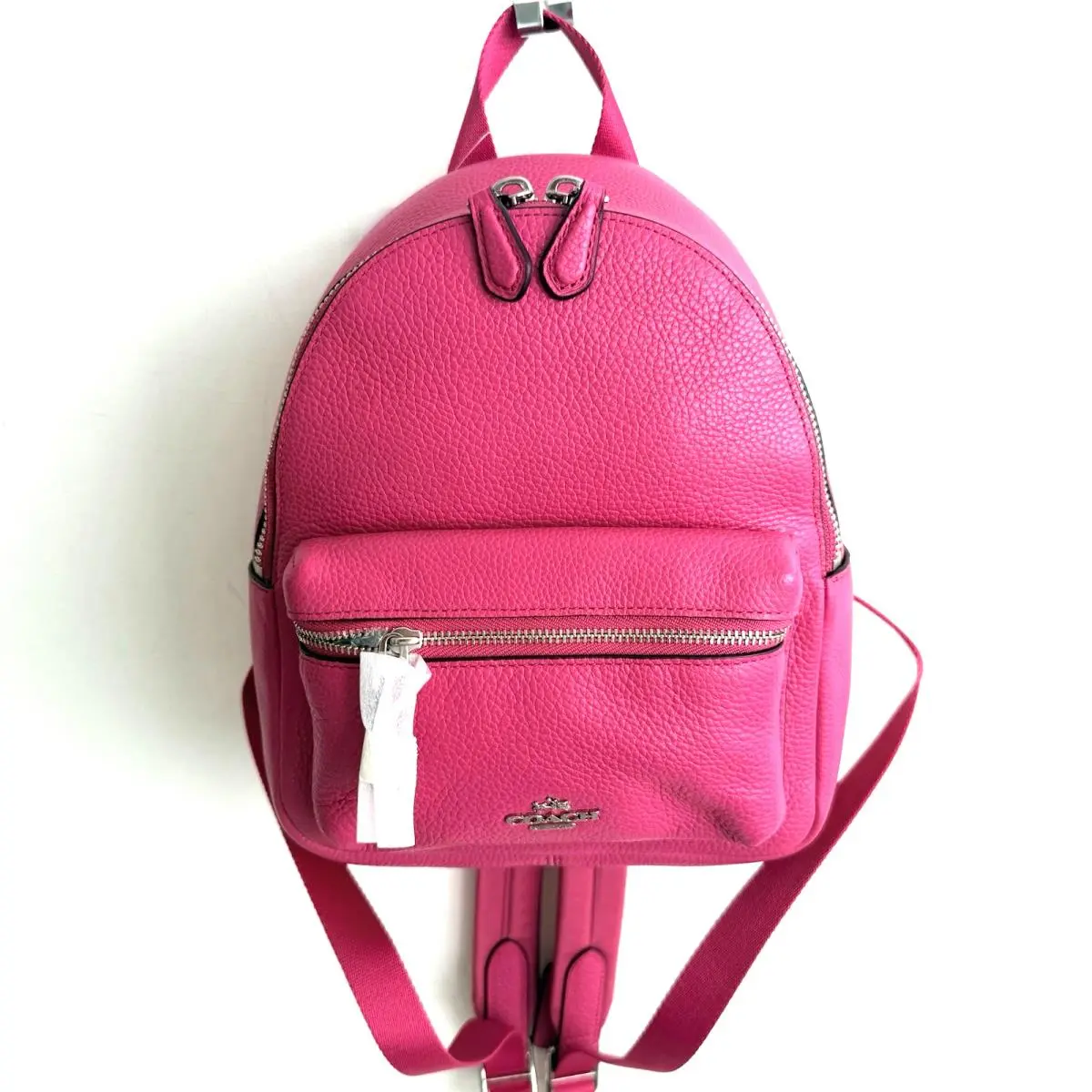 Coach Charlie Pebbled Leather Margarita Pink Mini Backpack Purse 38263