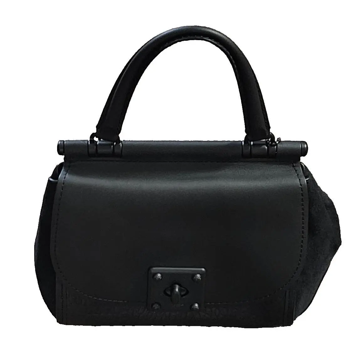 Coach 38388 Drifter Top-handle Satchel Mixed Leather Black Black Hardware