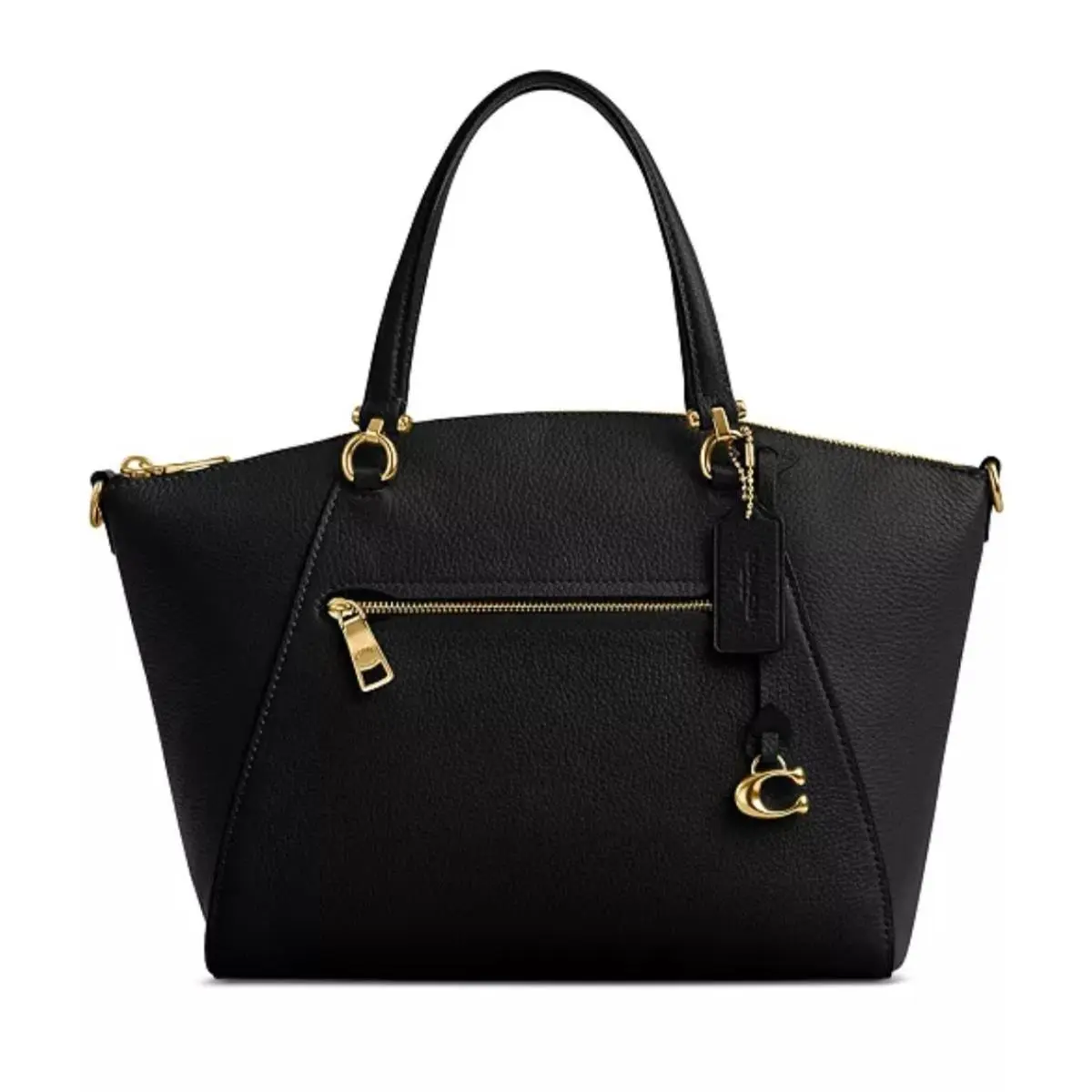 Coach Bella Pebbled Leather Satchel Bag Gold Black Crossbody Handbag CR980