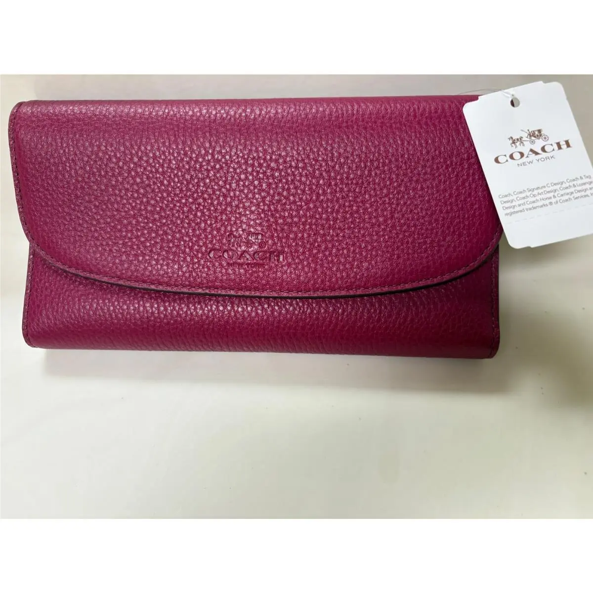 Coach Rare Pebbled Leather Wallet Fuchsia 52715