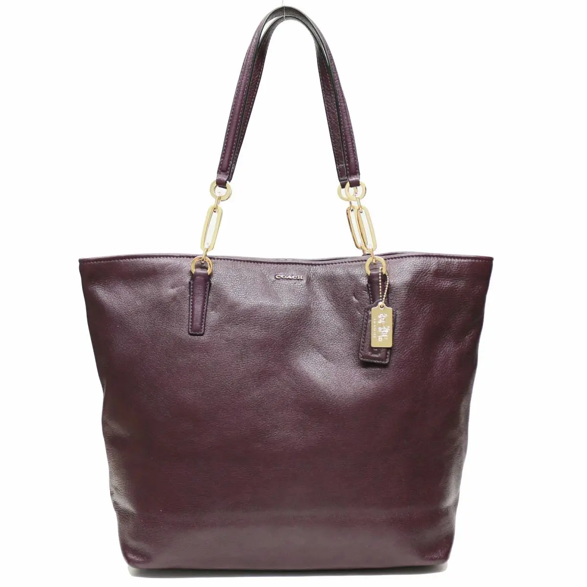Coach 26225 Madison Leather North South Tote Black Violet