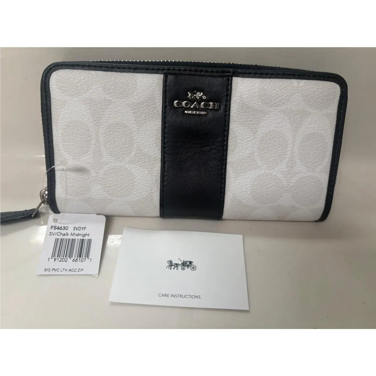 Coach Colorblock Coated Canvas Slim Zip Around Wallet Chalk 54630
