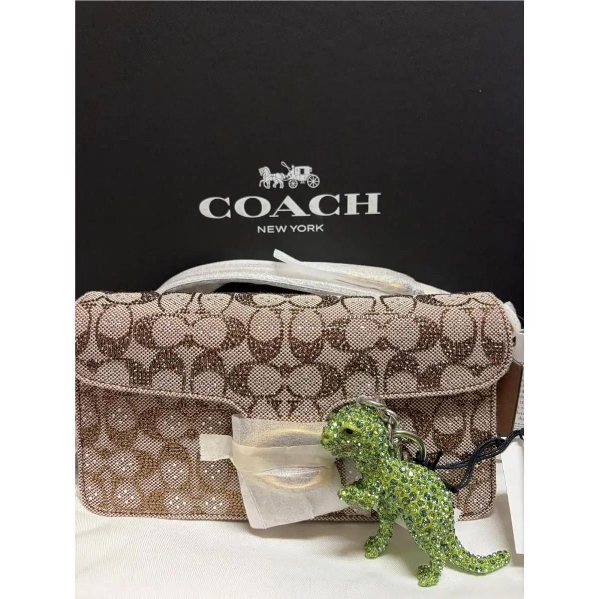 Coach Large Crystal Rexy Bag Charm Green CCD22