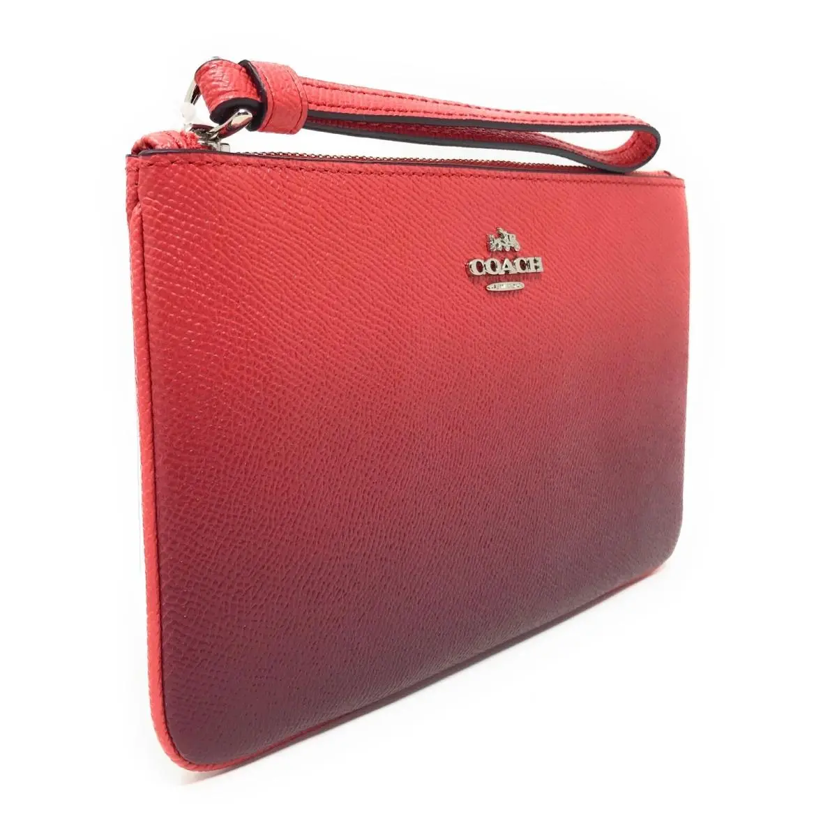 Ombre Leather Large Wristlet: Watermelon Silver: by Coach