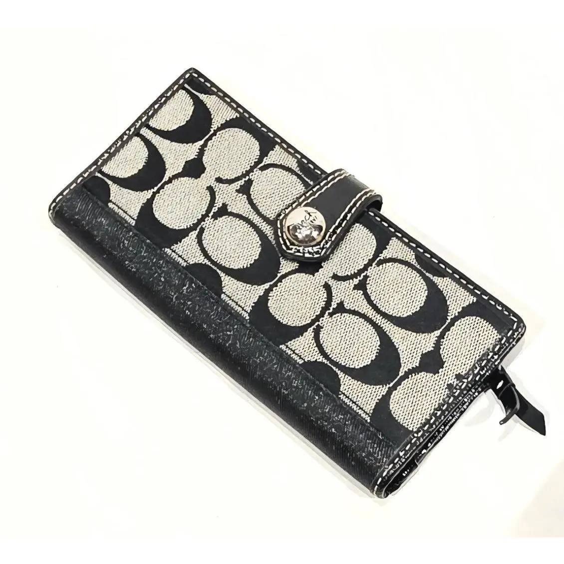 Black and Gray Coach Bifold Wallet - 11 Slots + 2 Billfold Slots