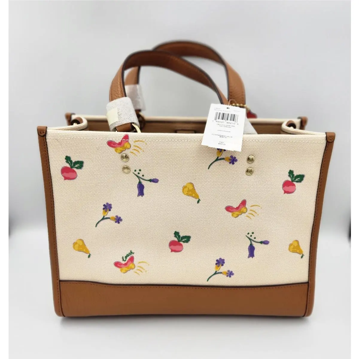 Coach Gold/chalk Mult Dempsey Dreamy Veggie Print Canvas Leather No Box