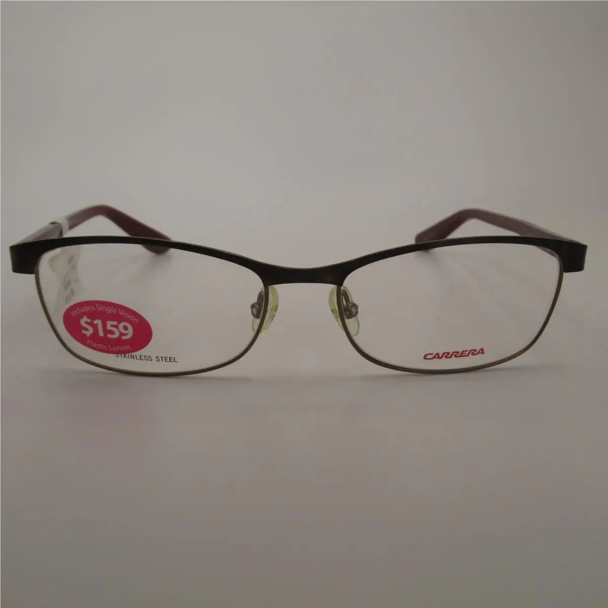 Carrera CA6644 Women`s Eyeglass Frames Burgundy Brown Stainless Steel 53-16-135