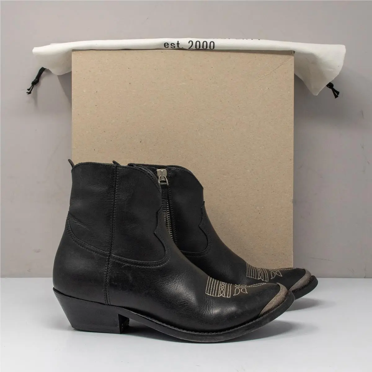 Young Black Distressed Boots Women`s 36 6 US by Golden Goose