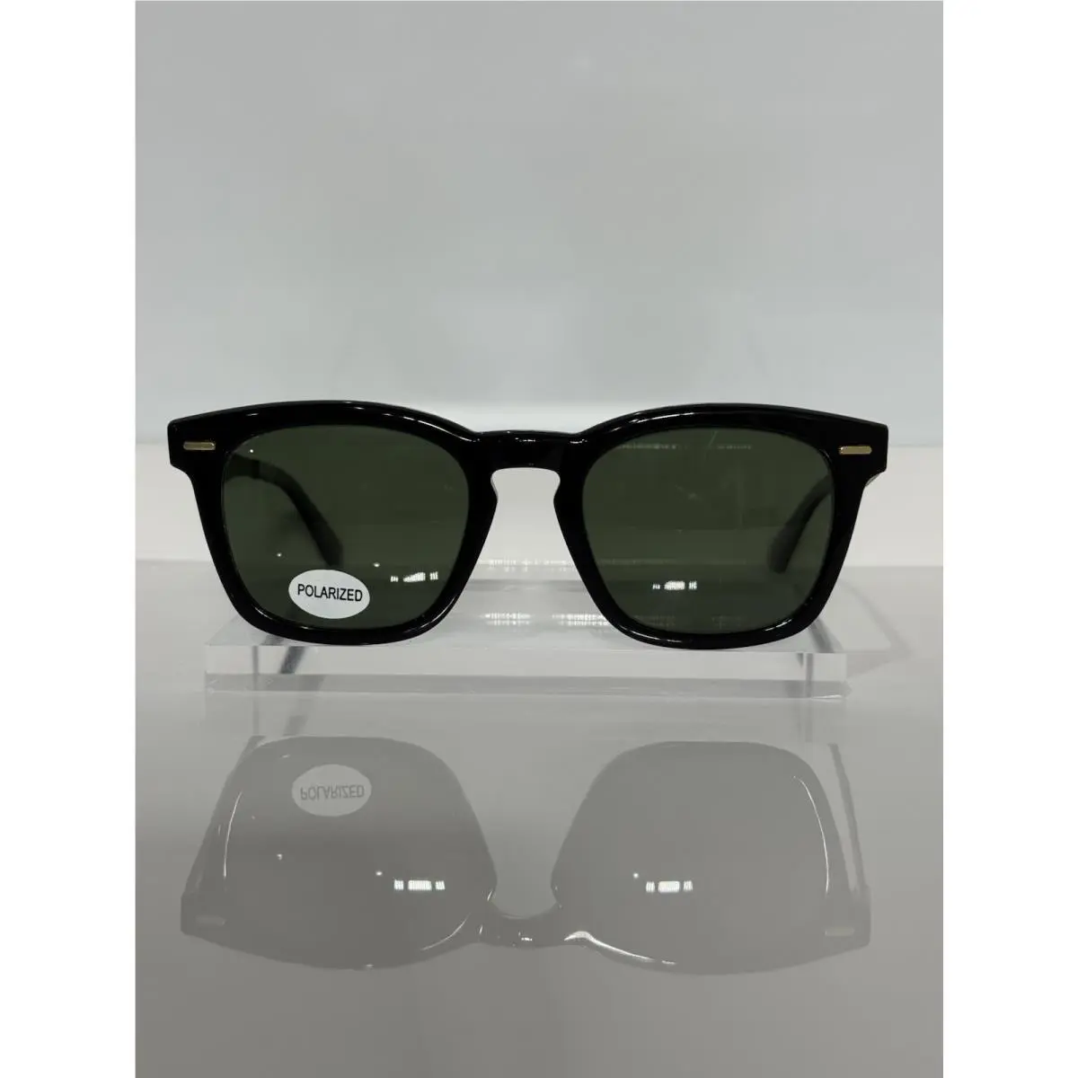 Calvin Klein CK21517 Black Square Acetate w. Custom Polarized Green Sunglasses