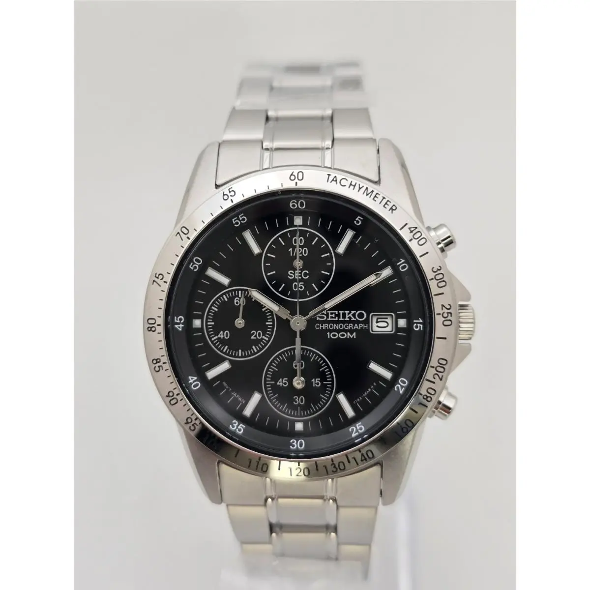 Seiko Quartz Chronograph Stainless Steel with Bracelet Black/white Dial