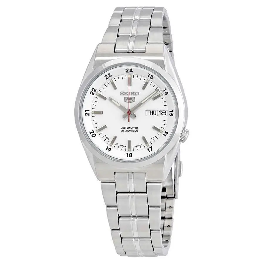 Seiko Series 5 Automatic Date-day White Dial Men`s Watch SNK559J1