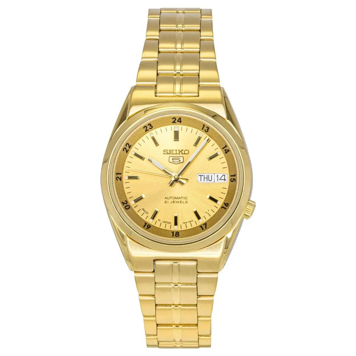 Seiko 5 Automatic 21 Jewels Japan Made Gold Dial 30M SNK574J1 Mens Watch
