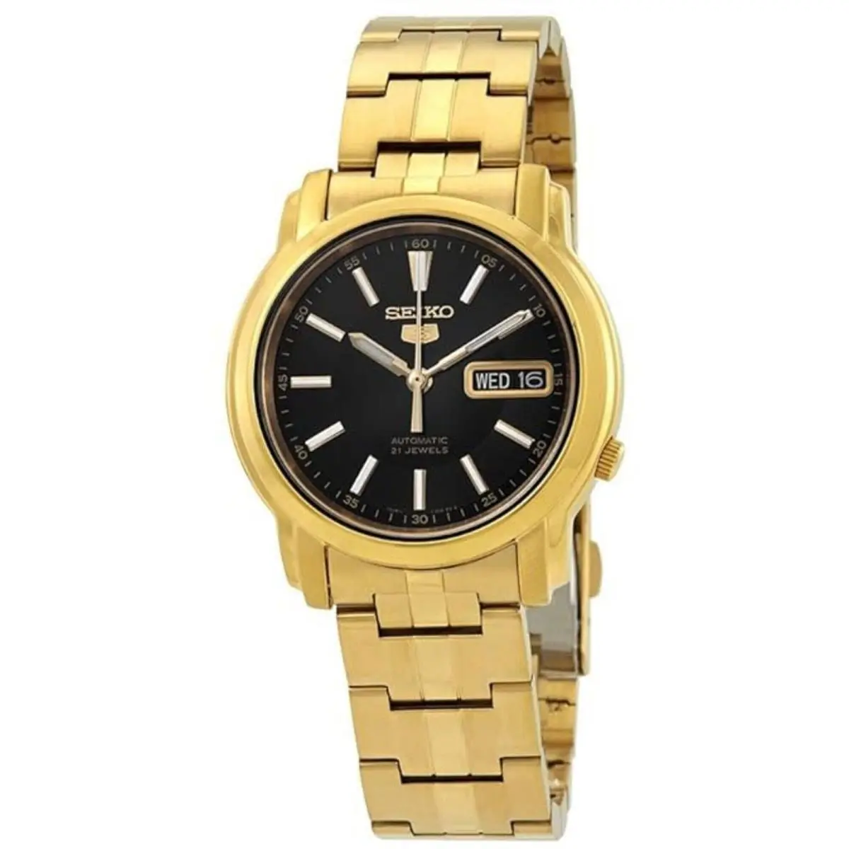 Men`s Watch  5 Automatic Black Dial Yellow Gold Bracelet SNKL88K1 by Seiko