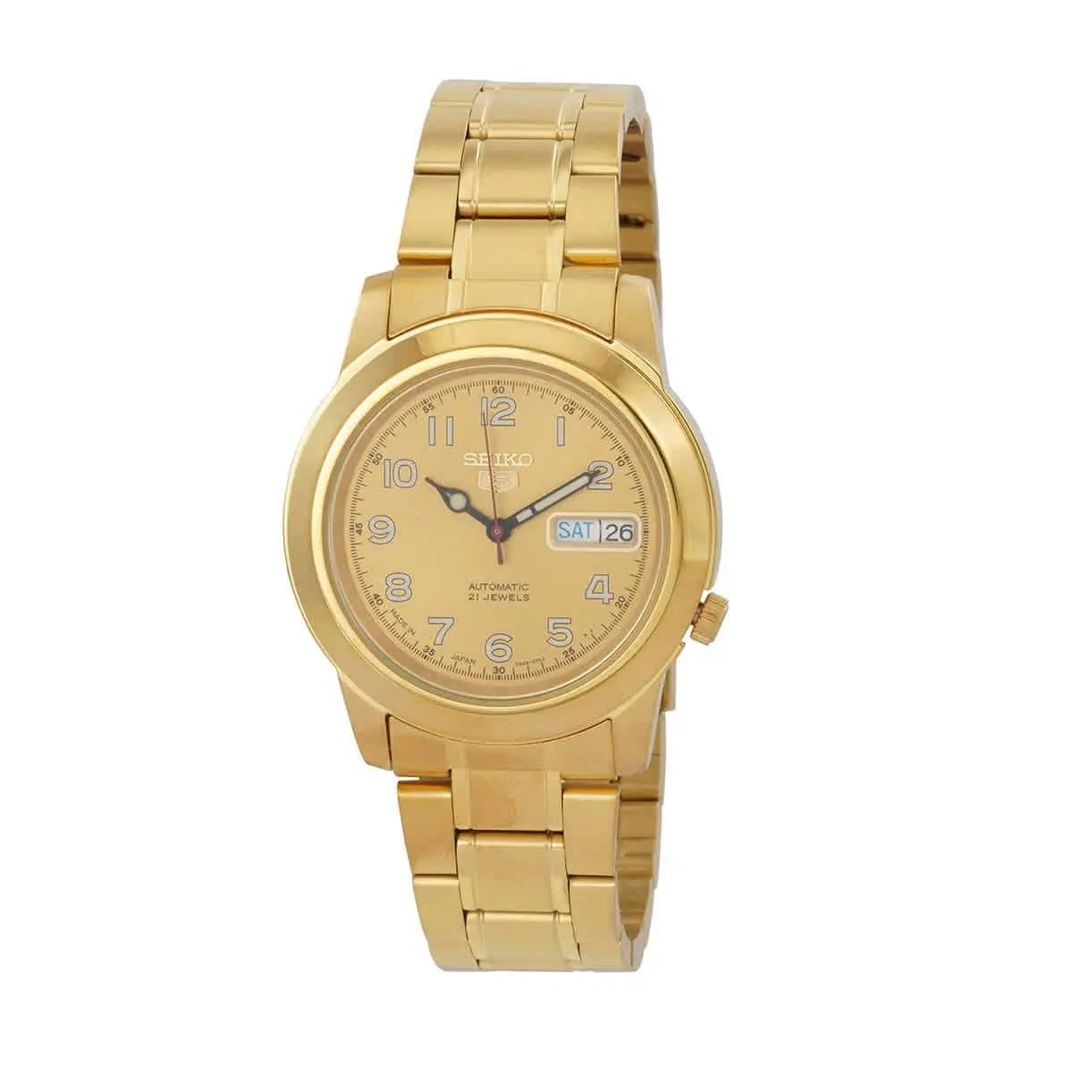 Seiko 5 Automatic Gold Dial Yellow Gold-tone Men`s Watch SNKK38J1