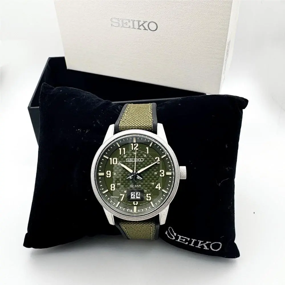 Essentials SUR323 Military-inspired Men`s Casual Quartz Watch by Seiko