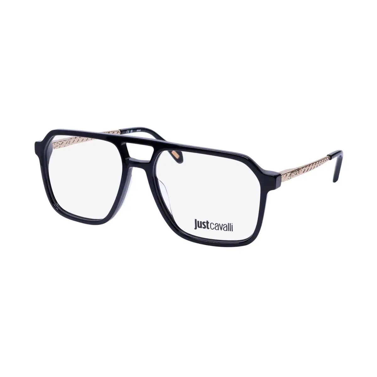 VJC057 Eyeglass Frame/eyewear Italian Mafia Boss Look Luxury Mens Shiny Black / Gold by Just Cavalli