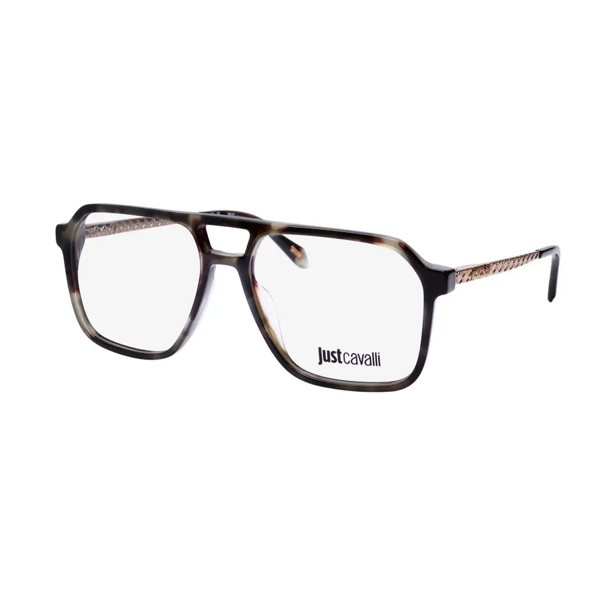 VJC057 Eyeglass Frame/eyewear Italian Mafia Boss Look Luxury Mens Shiny Green Havana by Just Cavalli
