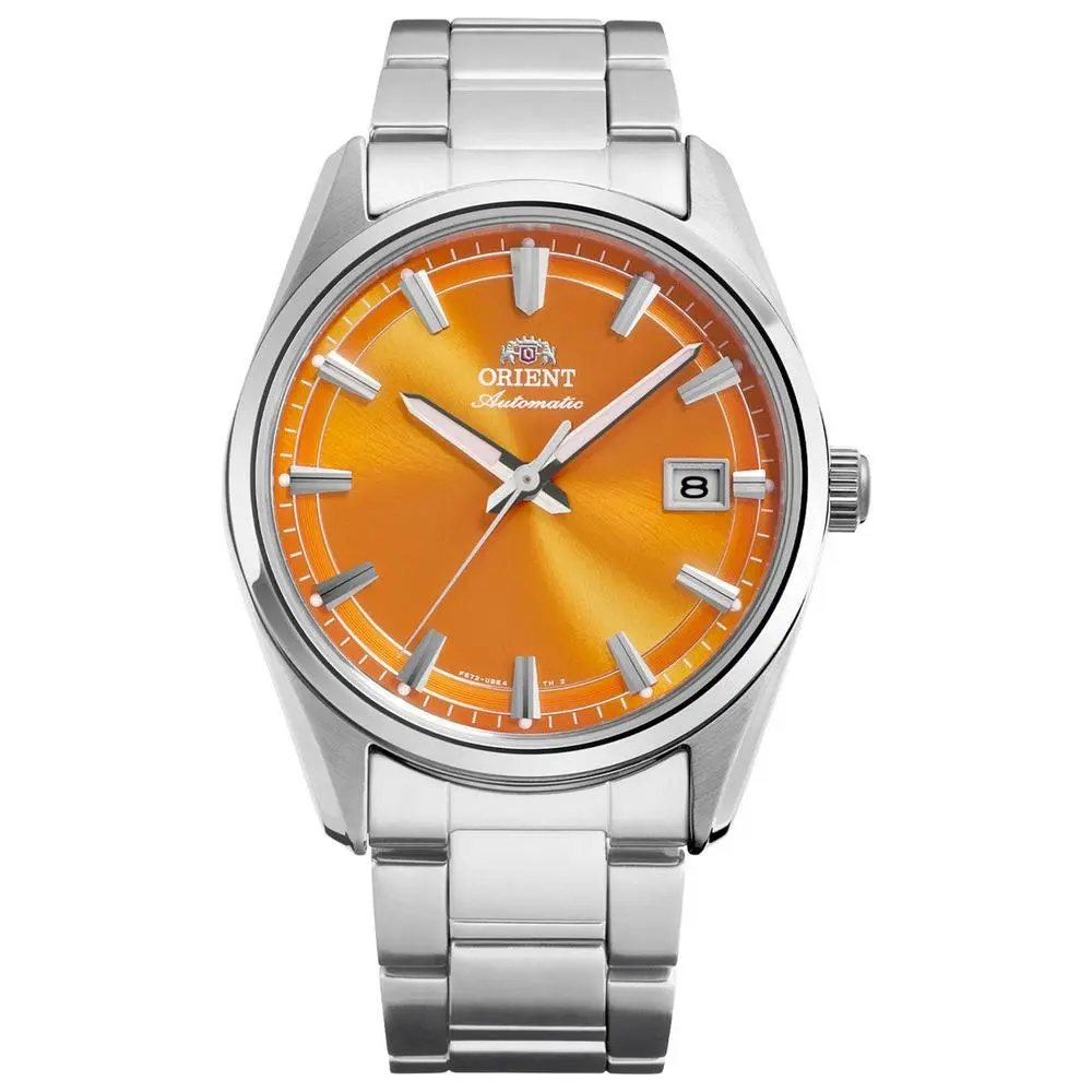 Orient Men`s Stretto Date Orange Dial Automatic 38mm Watch RA-AC0R08Y