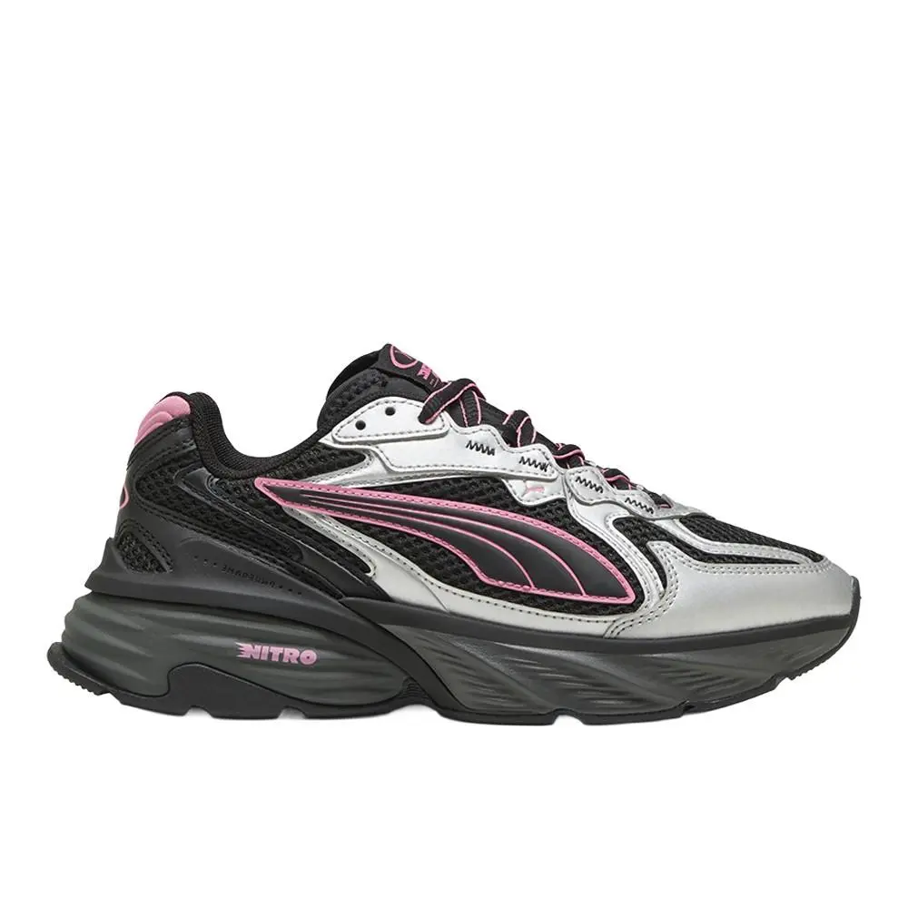 Puma Fade Lace Up Womens Black Silver Sneakers Casual Shoes 40741113