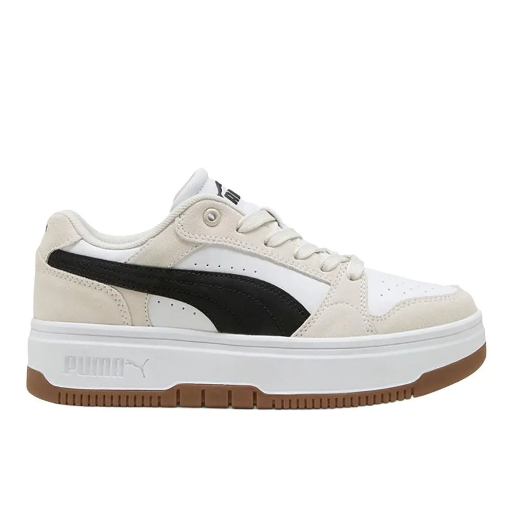 Puma Rebound Femme Low Lace Up Womens Beige White Sneakers Casual Shoes 402593