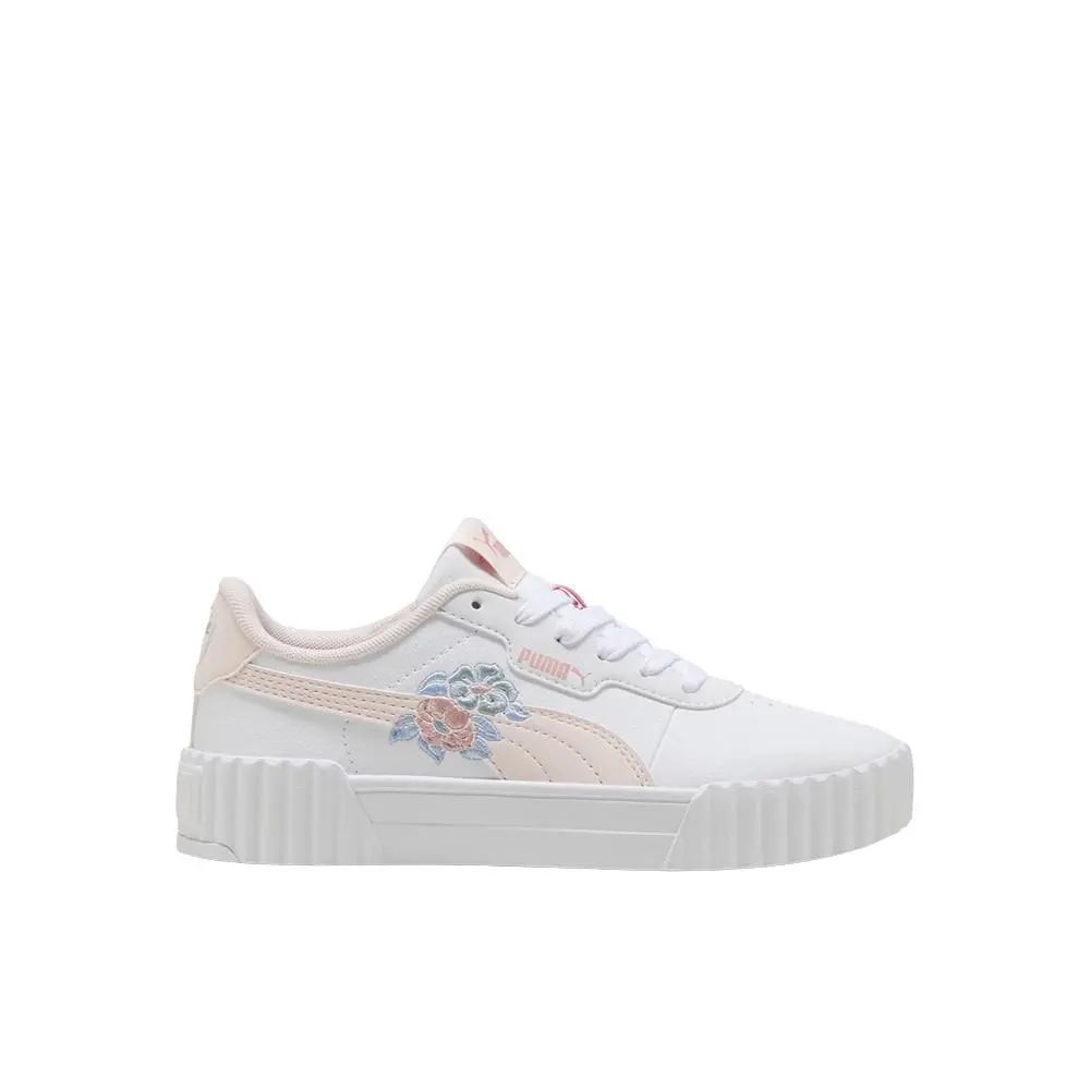Puma Carina 3.0 Floral Lace Up Youth Girls White Sneakers Casual Shoes 40562401