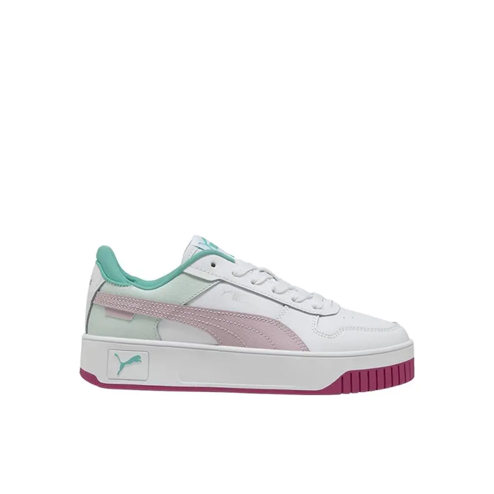 Puma Carina Street Lace Up Youth Girls Pink White Sneakers Casual Shoes 393846