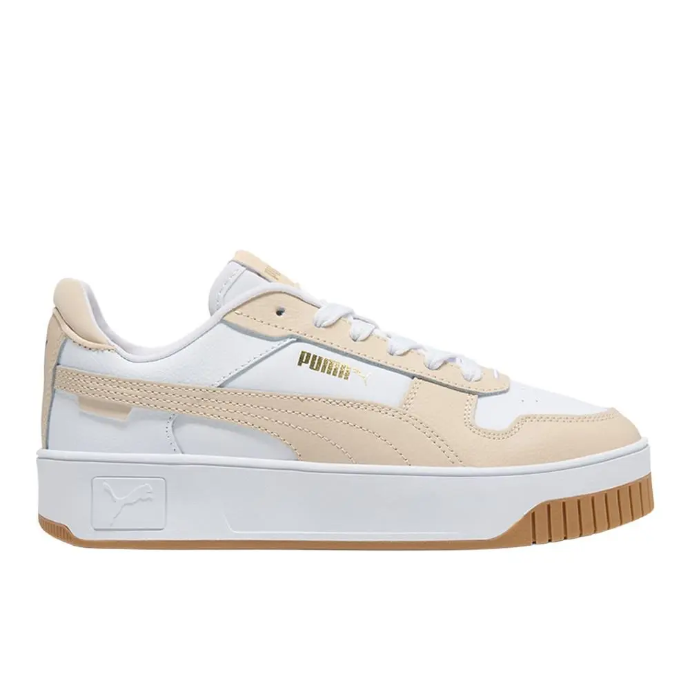 Puma Carina Street First Class Lace Up Womens Beige White Sneakers Casual Shoe
