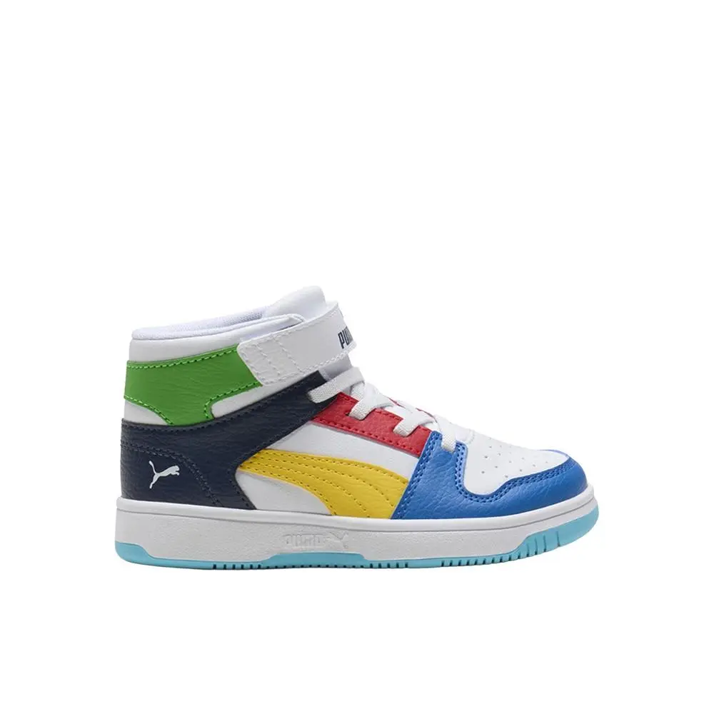 Puma Rebound Layup High Top Toddler Boys White Yellow Sneakers Casual Shoes 40